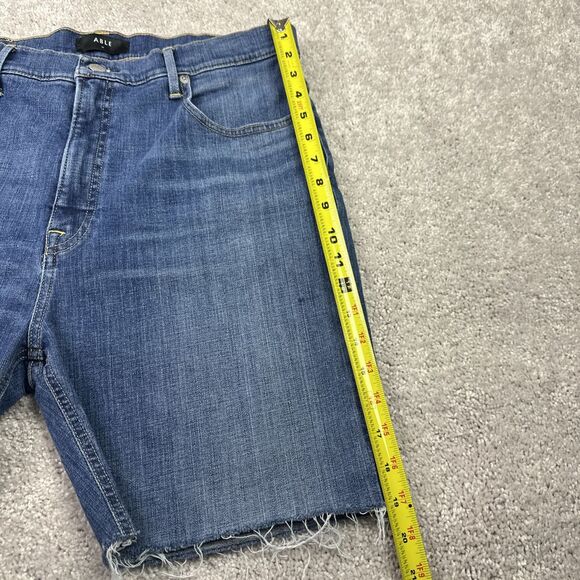 ABLE Jean Shorts Denim Raw Hem Cut Off Size 32 Mid Rise - Picture 7 of 9